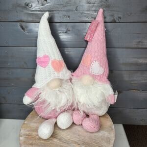 Valentine's Day Pink and White Attached Double Gnomes New with Tags